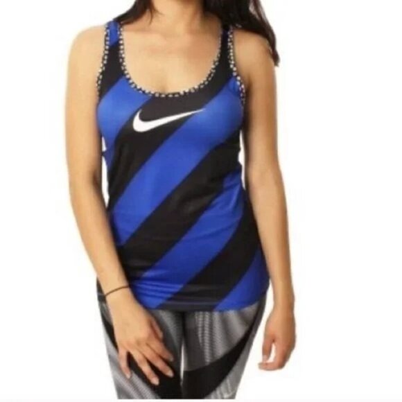 Nike Pro Dri-fit Stripe Scoop Neck Racerback Tank Top - Picture 1 of 6